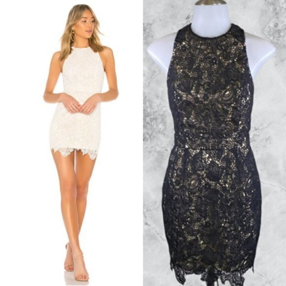 Superdown Patty High Neck Crochet Dress